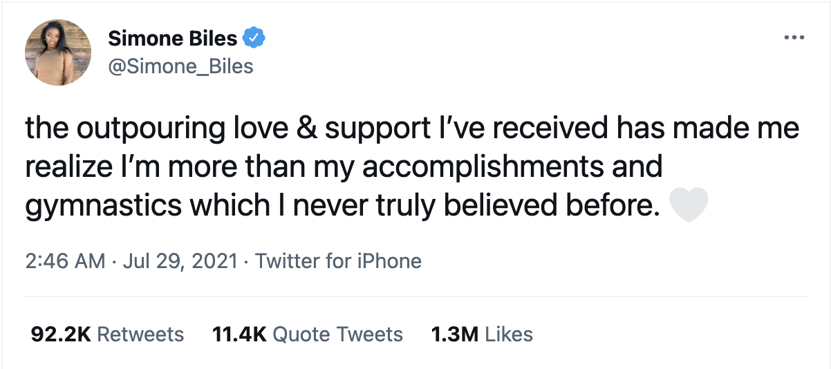 Simone Biles' Tweet