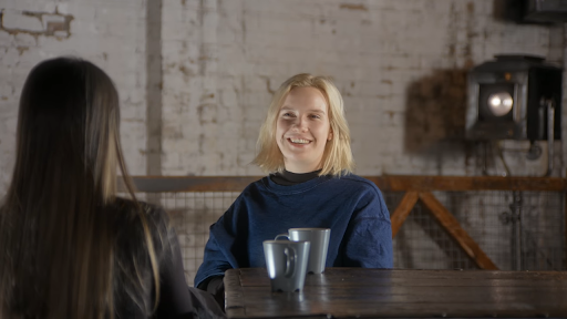 A woman sat at a table