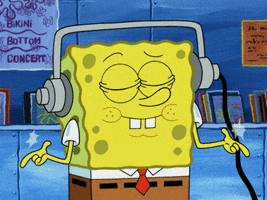 spongebob with headphones