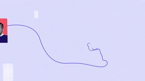 Gif taken from the Onfido video, showing a line resolving into the face of a woman