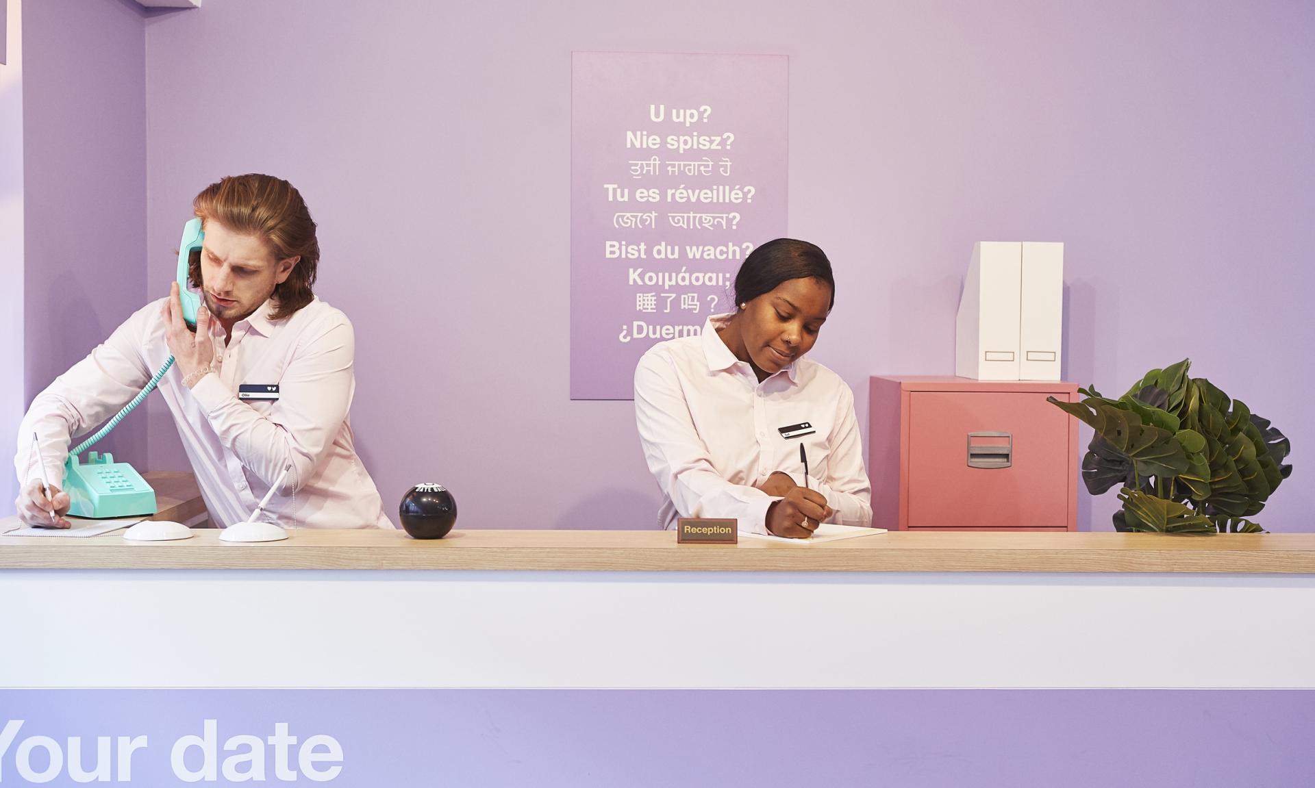 Reception desk at the Dating Twitter Advice Bureau