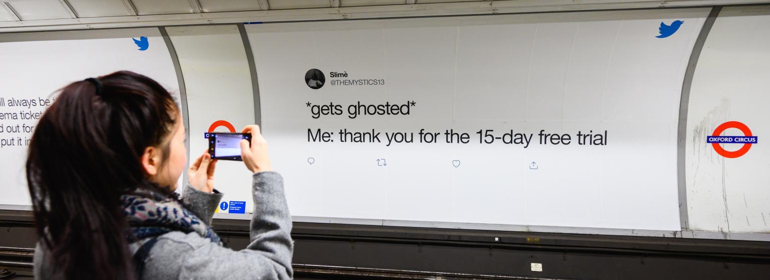 Dating Twitter tweet on London Underground